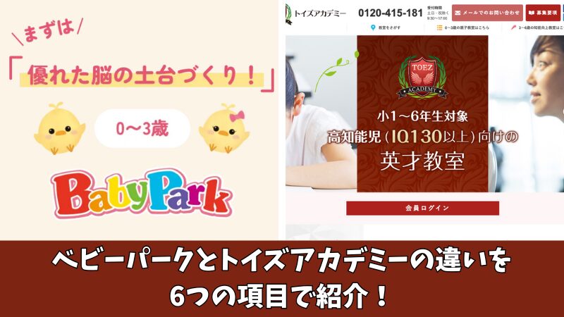 ベビーパークとトイズアカデミーの違いは？6つの項目で比較して紹介！ 